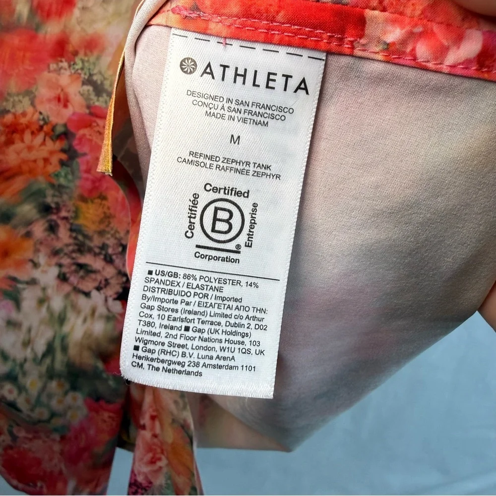 Athleta Refined Zephyr Athletic Tank Top Watercolor Floral Sleeveless, size M - Picture 5 of 8